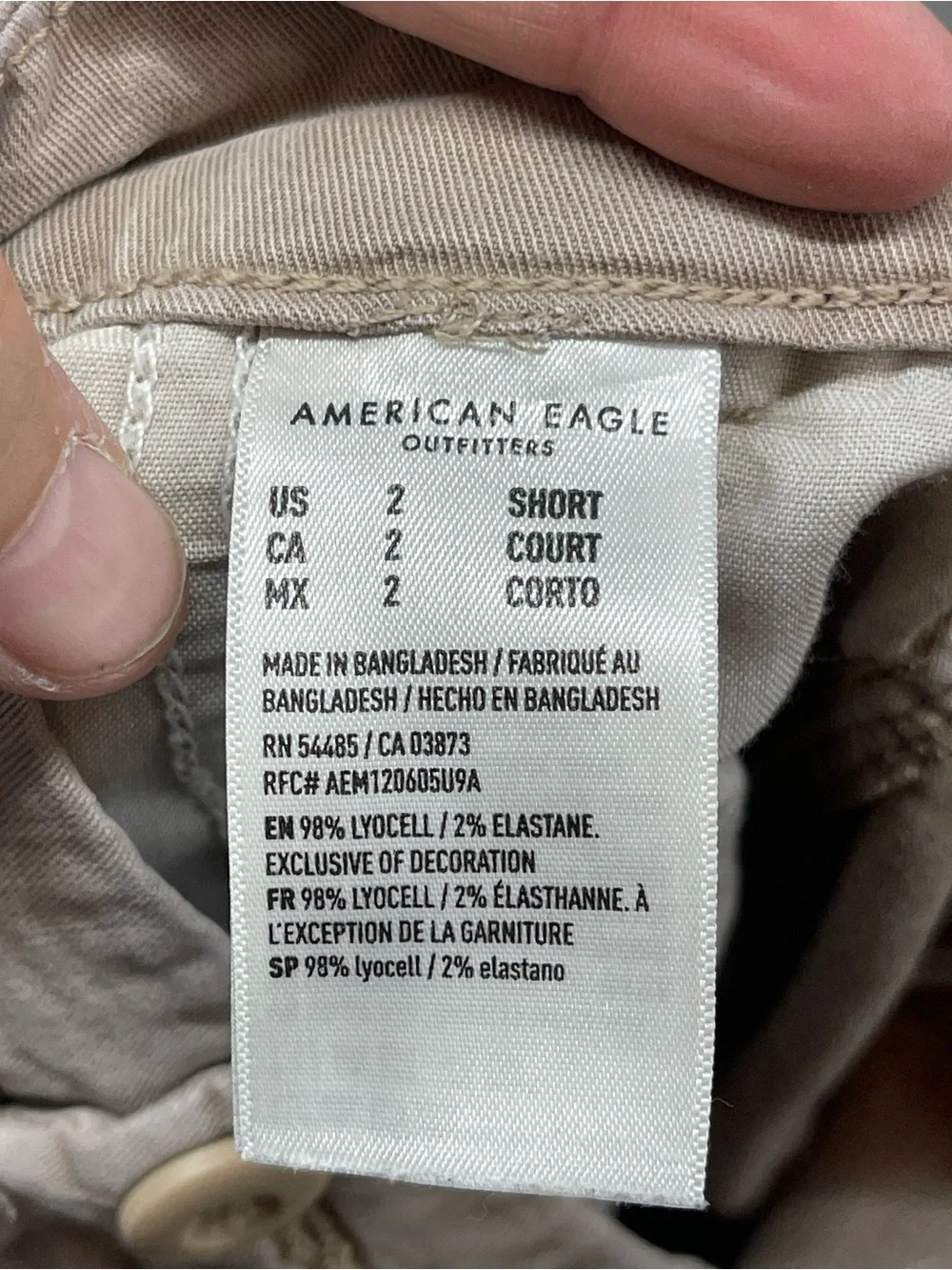 American Eagle Beige Mid Rise Baggy Wide Leg Cargo Pants